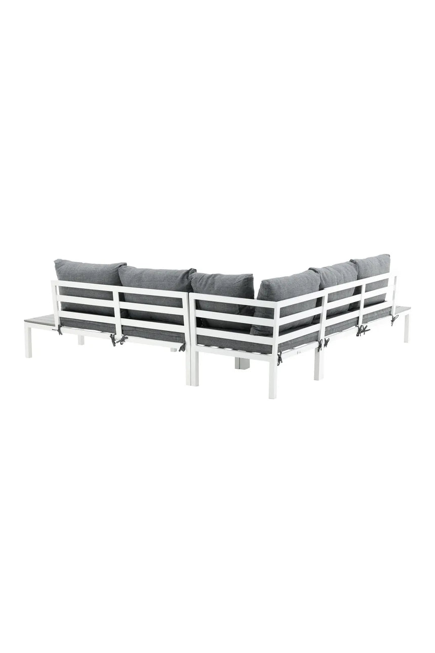 Outdoor Lounge-Eckgruppe Odense aus Aluminium und Aintwood in Weiss und Grau von Venture Home – Bild 5