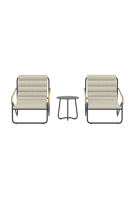 Outdoor Lounge-Set Ithaka aus Stahl und Polyester in Schwarz und Beige von Venture Home – Bild 1
