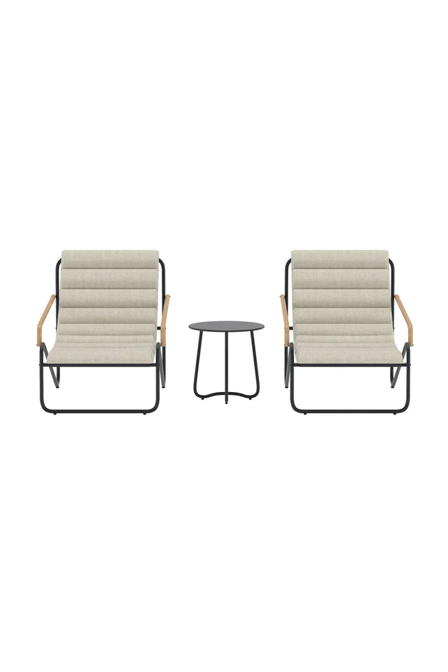 Outdoor Lounge-Set Ithaka aus Stahl und Polyester in Schwarz und Beige von Venture Home – Bild 1
