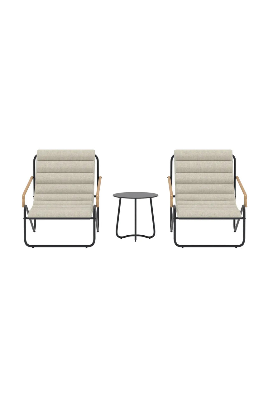 Outdoor Lounge-Set Ithaka aus Stahl und Polyester in Schwarz und Beige von Venture Home – Bild 1