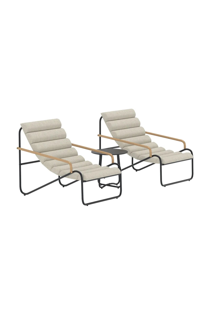 Outdoor Lounge-Set Ithaka aus Stahl und Polyester in Schwarz und Beige von Venture Home – Bild 2