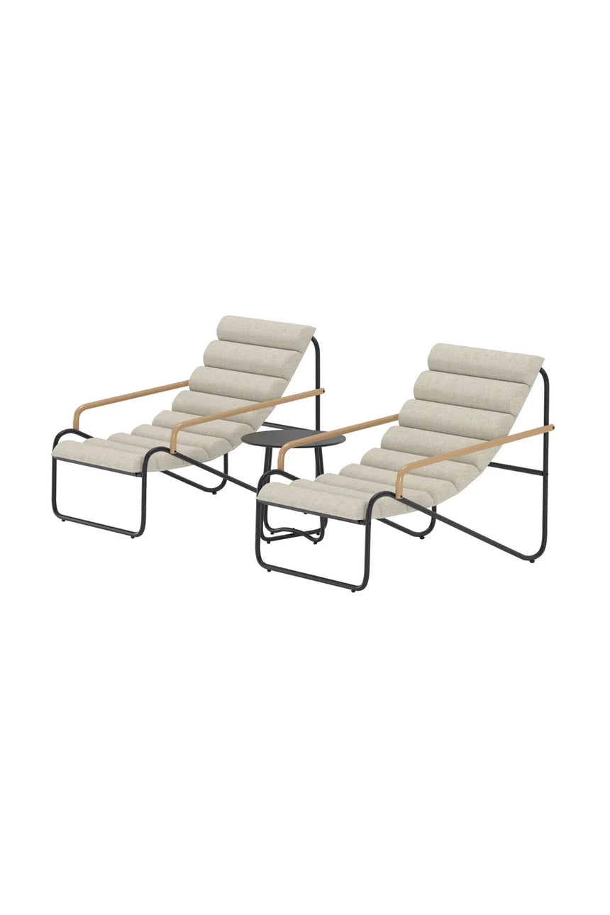 Outdoor Lounge-Set Ithaka aus Stahl und Polyester in Schwarz und Beige von Venture Home – Bild 3
