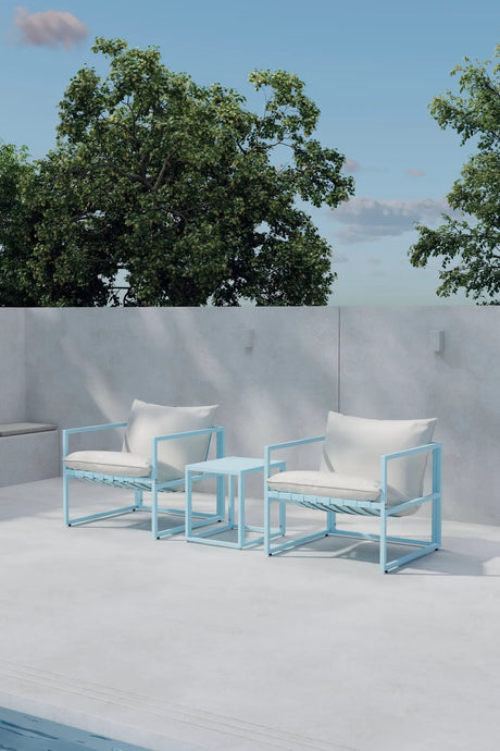 Outdoor Lounge-Set Messina aus Stahl in Hellblau und Beige von Venture Home – Bild 4