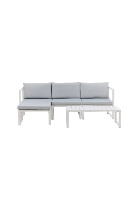 Outdoor Lounge-Set Salvador aus Aluminium in Weiss mit grauen Kissen von Venture Home – Bild 1