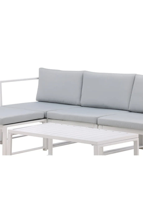 Outdoor Lounge-Set Salvador aus Aluminium in Weiss mit grauen Kissen von Venture Home – Bild 13