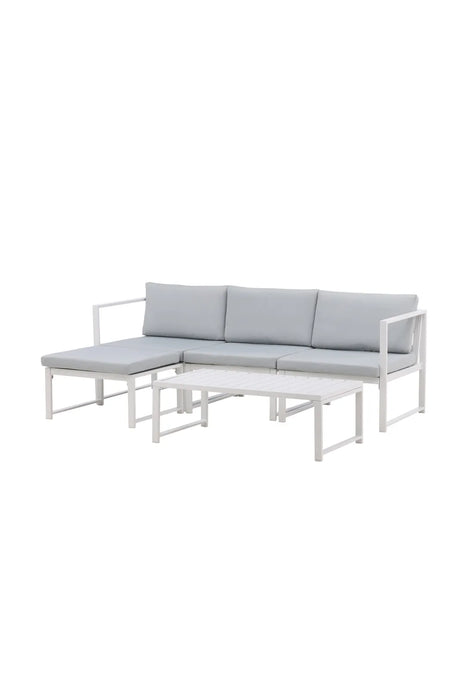 Outdoor Lounge-Set Salvador aus Aluminium in Weiss mit grauen Kissen von Venture Home – Bild 2