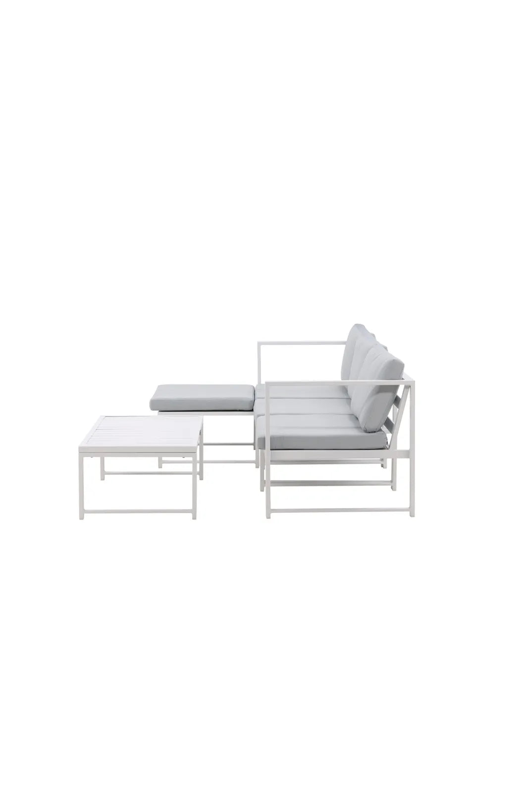 Outdoor Lounge-Set Salvador aus Aluminium in Weiss mit grauen Kissen von Venture Home – Bild 4
