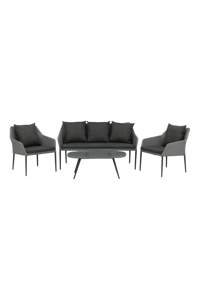 Outdoor Lounge-Set Spoga aus Aluminium mit Polyesterkissen in Schwarz/Grau von Venture Home – Bild 1