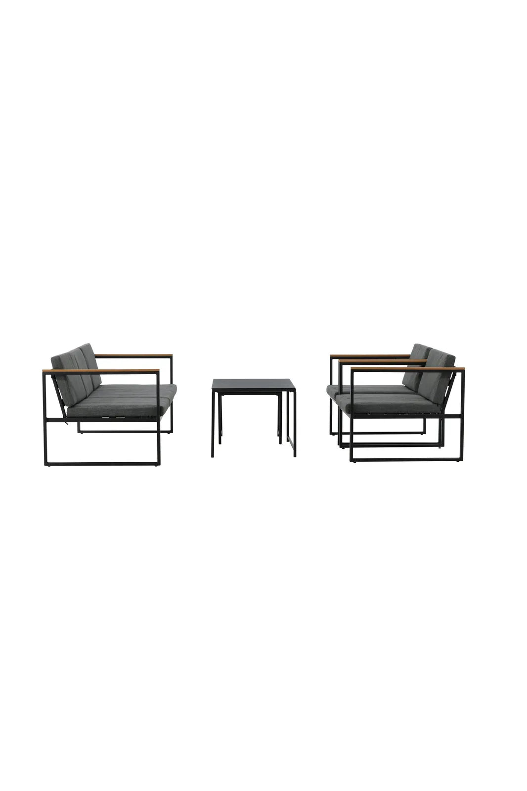 Outdoor Lounge-Sitzgruppe Dakar aus Stahl mit Sprayglas Tischplatte in Schwarz und grauen Kissen von Venture Home – Bild 15