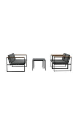 Outdoor Lounge-Sitzgruppe Dakar aus Stahl mit Sprayglas Tischplatte in Schwarz und grauen Kissen von Venture Home – Bild 15