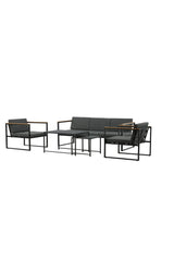 Outdoor Lounge-Sitzgruppe Dakar aus Stahl mit Sprayglas Tischplatte in Schwarz und grauen Kissen von Venture Home – Bild 2