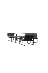 Outdoor Lounge-Sitzgruppe Dakar aus Stahl mit Sprayglas Tischplatte in Schwarz und grauen Kissen von Venture Home – Bild 3