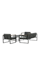 Outdoor Lounge-Sitzgruppe Dakar aus Stahl mit Sprayglas Tischplatte in Schwarz und grauen Kissen von Venture Home – Bild 5
