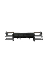 Outdoor Lounge-Sitzgruppe Dakar aus Stahl mit Sprayglas Tischplatte in Schwarz und grauen Kissen von Venture Home – Bild 7