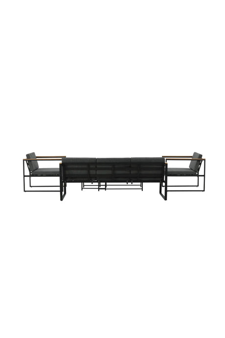 Outdoor Lounge-Sitzgruppe Dakar aus Stahl mit Sprayglas Tischplatte in Schwarz und grauen Kissen von Venture Home – Bild 7