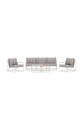 Outdoor Loungegruppe Palazzo aus Stahl mit Polyester-Textilene-Bezug in Beige White Stripe von Venture Home – Bild 1
