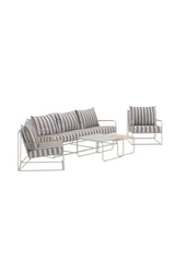 Outdoor Loungegruppe Palazzo aus Stahl mit Polyester-Textilene-Bezug in Beige White Stripe von Venture Home – Bild 2