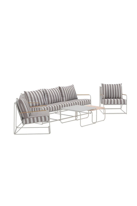 Outdoor Loungegruppe Palazzo aus Stahl mit Polyester-Textilene-Bezug in Beige White Stripe von Venture Home – Bild 2