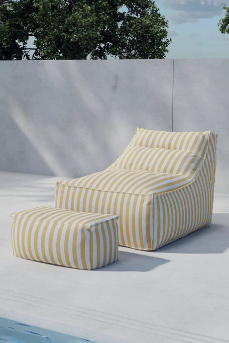 Outdoor Relaxbag Redang aus Olefin in Weiß/Gelb gestreift, 90×118×83 cm von Venture Home – Bild 4