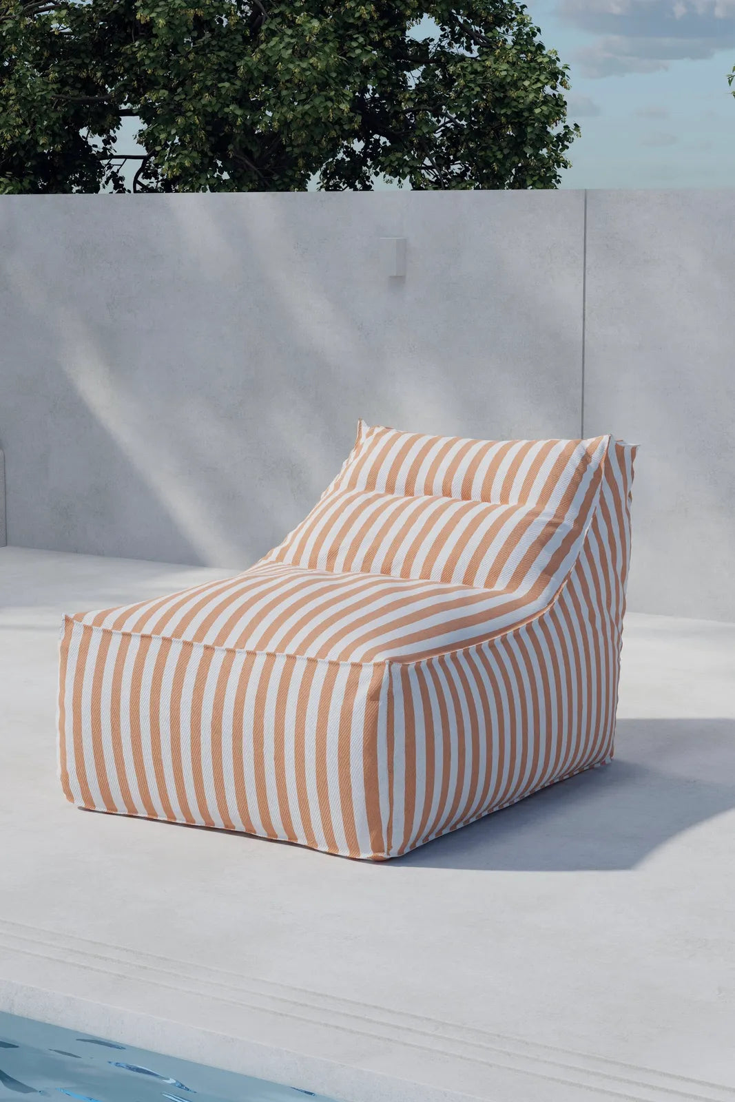 Outdoor Relaxbag Redang aus Olefin in Weiss und Pfirsich gestreift, ohne Pouf von Venture Home – Bild 4