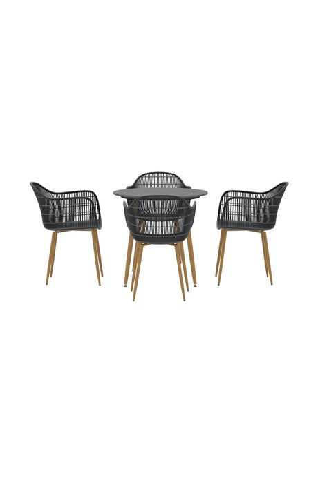Outdoor Set Anafi, Tisch mit Keramikplatte, aus Stahl und Polypropylen in Schwarz und Dunkelgrau von Venture Home – Bild 1