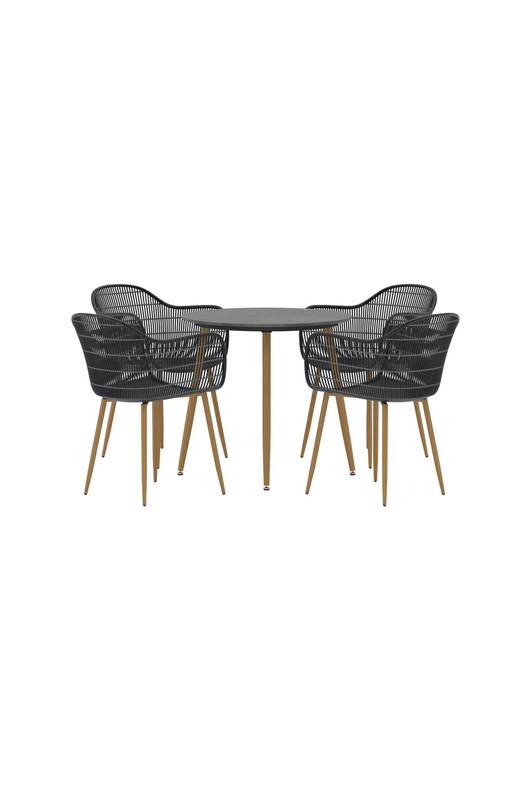 Outdoor Set Anafi, Tisch mit Keramikplatte, aus Stahl und Polypropylen in Schwarz und Dunkelgrau von Venture Home – Bild 2
