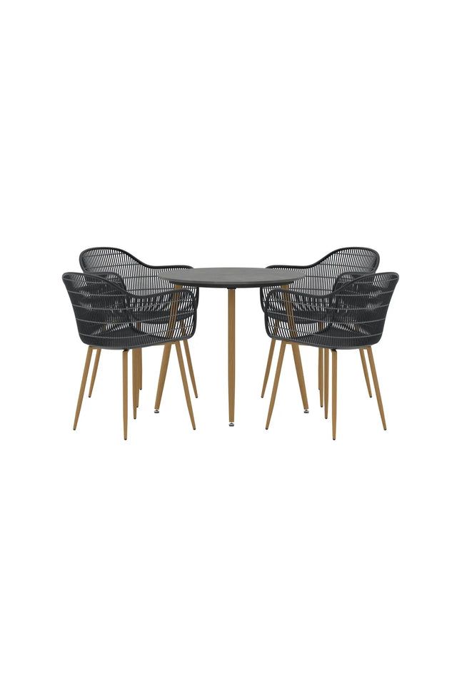 Outdoor Set Anafi, Tisch mit Keramikplatte, aus Stahl und Polypropylen in Schwarz und Dunkelgrau von Venture Home – Bild 2