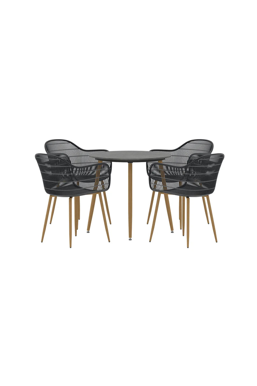 Outdoor Set Anafi, Tisch mit Keramikplatte, aus Stahl und Polypropylen in Schwarz und Dunkelgrau von Venture Home – Bild 2