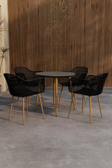Outdoor Set Anafi, Tisch mit Keramikplatte, aus Stahl und Polypropylen in Schwarz und Dunkelgrau von Venture Home – Bild 3