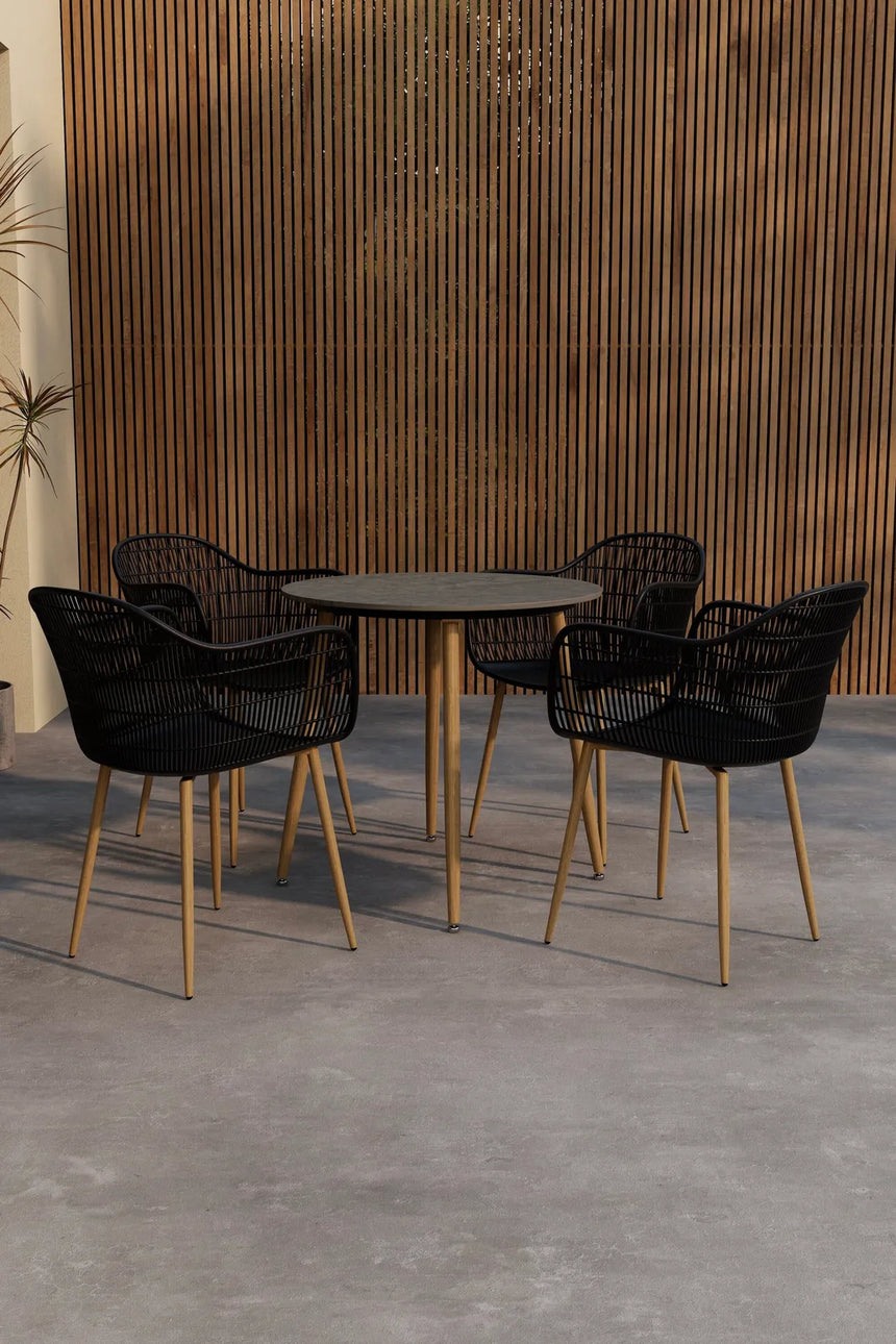 Outdoor Set Anafi, Tisch mit Keramikplatte, aus Stahl und Polypropylen in Schwarz und Dunkelgrau von Venture Home – Bild 3