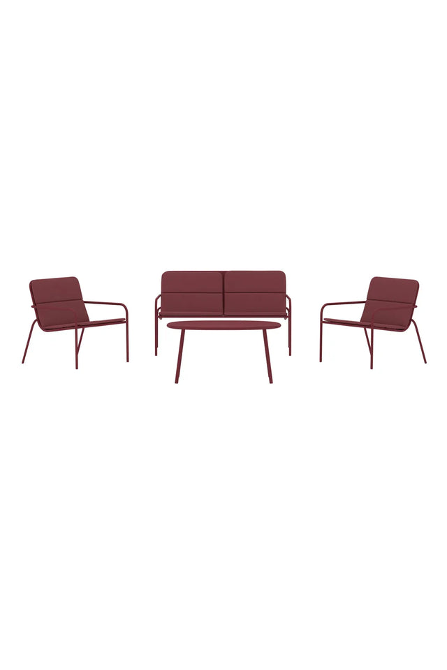 Outdoor Set Fourni aus Stahl und Polyester in Burgund von Venture Home – Bild 1