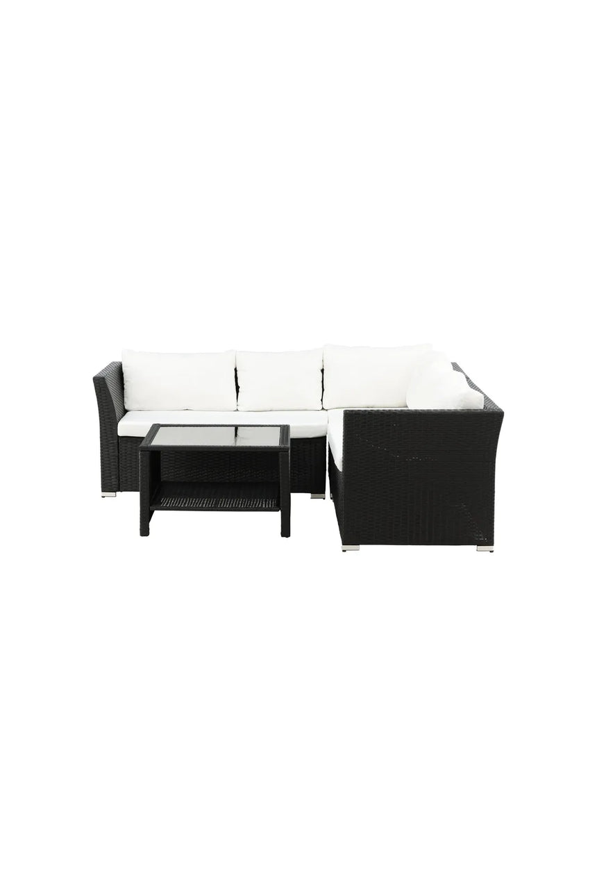 Outdoor Set Haiti aus schwarzem Geflecht mit weißen Kissen von Venture Home – Bild 1