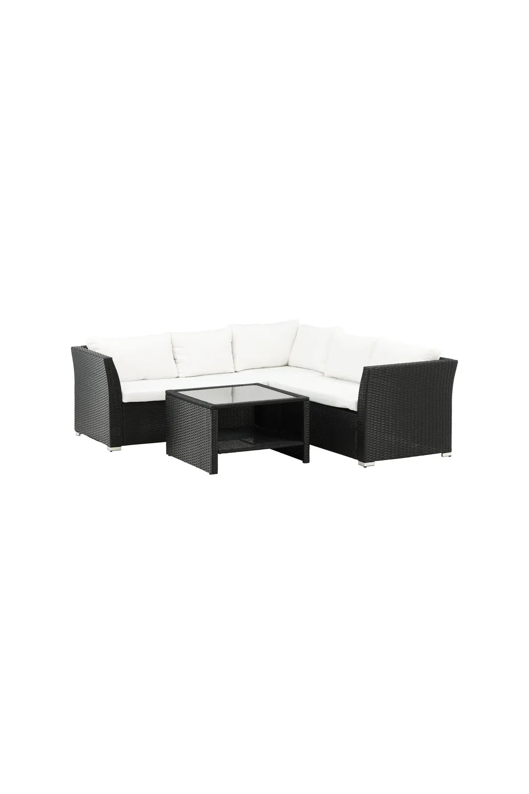 Outdoor Set Haiti aus schwarzem Geflecht mit weißen Kissen von Venture Home – Bild 12