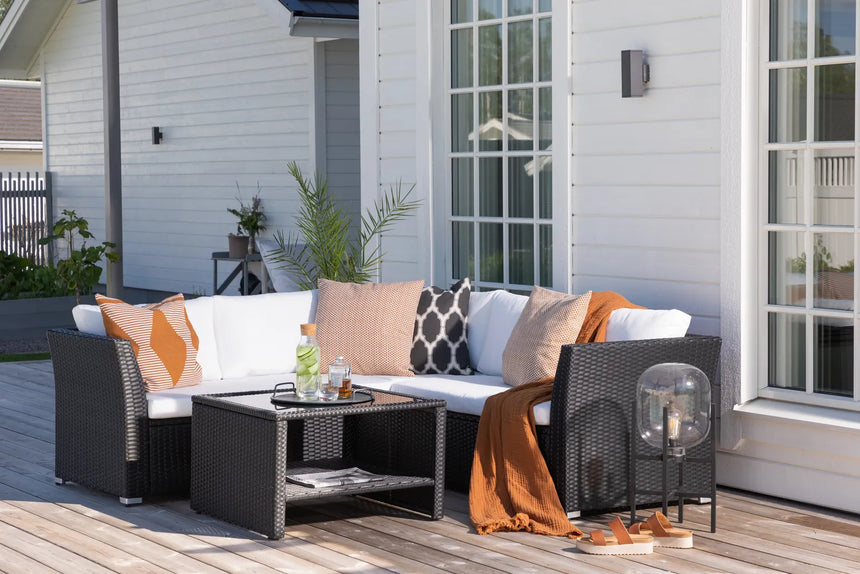 Outdoor Set Haiti aus schwarzem Geflecht mit weißen Kissen von Venture Home – Bild 28
