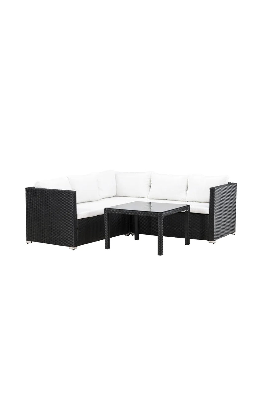 Outdoor Set Kuba aus schwarzem Geflecht mit weißen Kissen von Venture Home – Bild 2