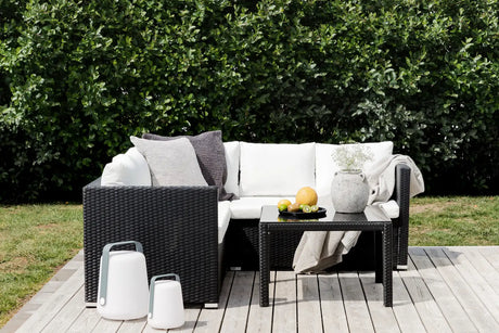 Outdoor Set Kuba aus schwarzem Geflecht mit weißen Kissen von Venture Home – Bild 25