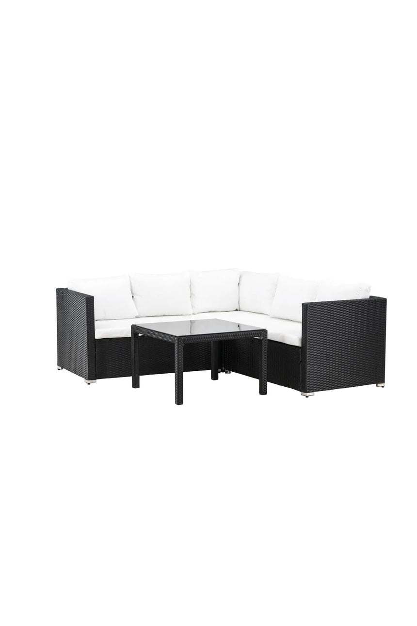 Outdoor Set Kuba aus schwarzem Geflecht mit weißen Kissen von Venture Home – Bild 3