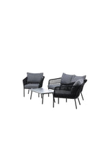 Outdoor Set Lindos aus Aluminium, Polyester Seil und Zement-Tischplatte in Schwarz/Schwarz/Grau von Venture Home – Bild 3