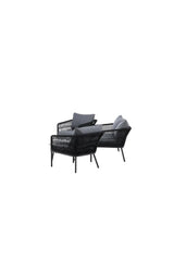 Outdoor Set Lindos aus Aluminium, Polyester Seil und Zement-Tischplatte in Schwarz/Schwarz/Grau von Venture Home – Bild 4