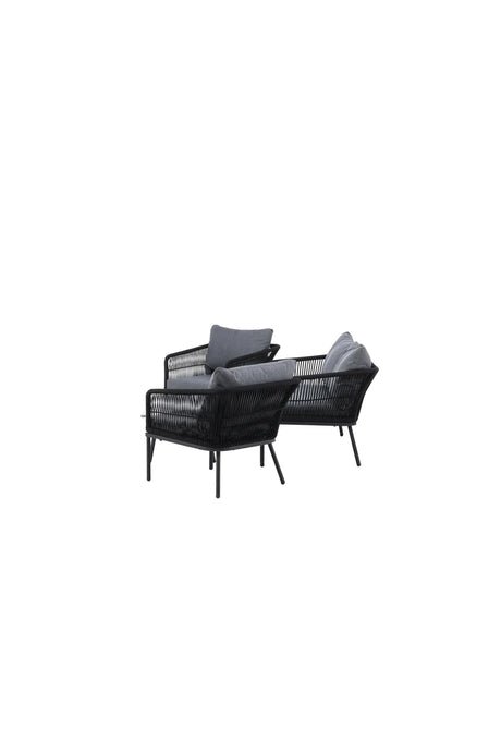 Outdoor Set Lindos aus Aluminium, Polyester Seil und Zement-Tischplatte in Schwarz/Schwarz/Grau von Venture Home – Bild 4