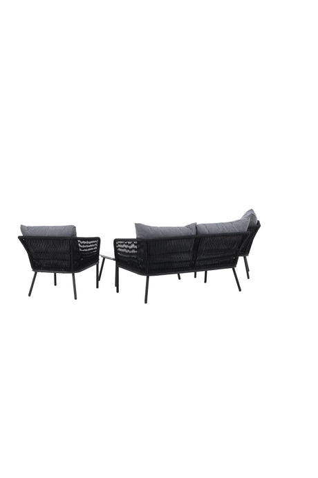 Outdoor Set Lindos aus Aluminium, Polyester Seil und Zement-Tischplatte in Schwarz/Schwarz/Grau von Venture Home – Bild 6