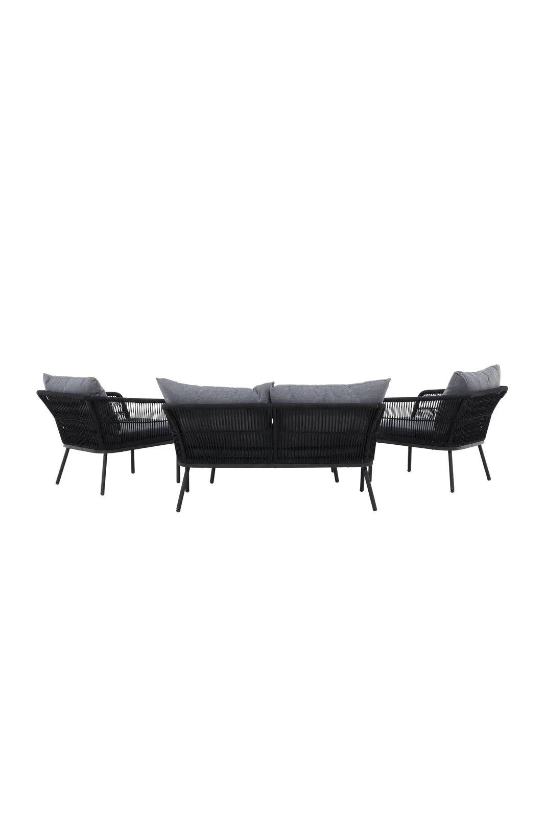 Outdoor Set Lindos aus Aluminium, Polyester Seil und Zement-Tischplatte in Schwarz/Schwarz/Grau von Venture Home – Bild 7