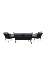 Outdoor Set Lindos aus Aluminium, Polyester Seil und Zement-Tischplatte in Schwarz/Schwarz/Grau von Venture Home – Bild 7