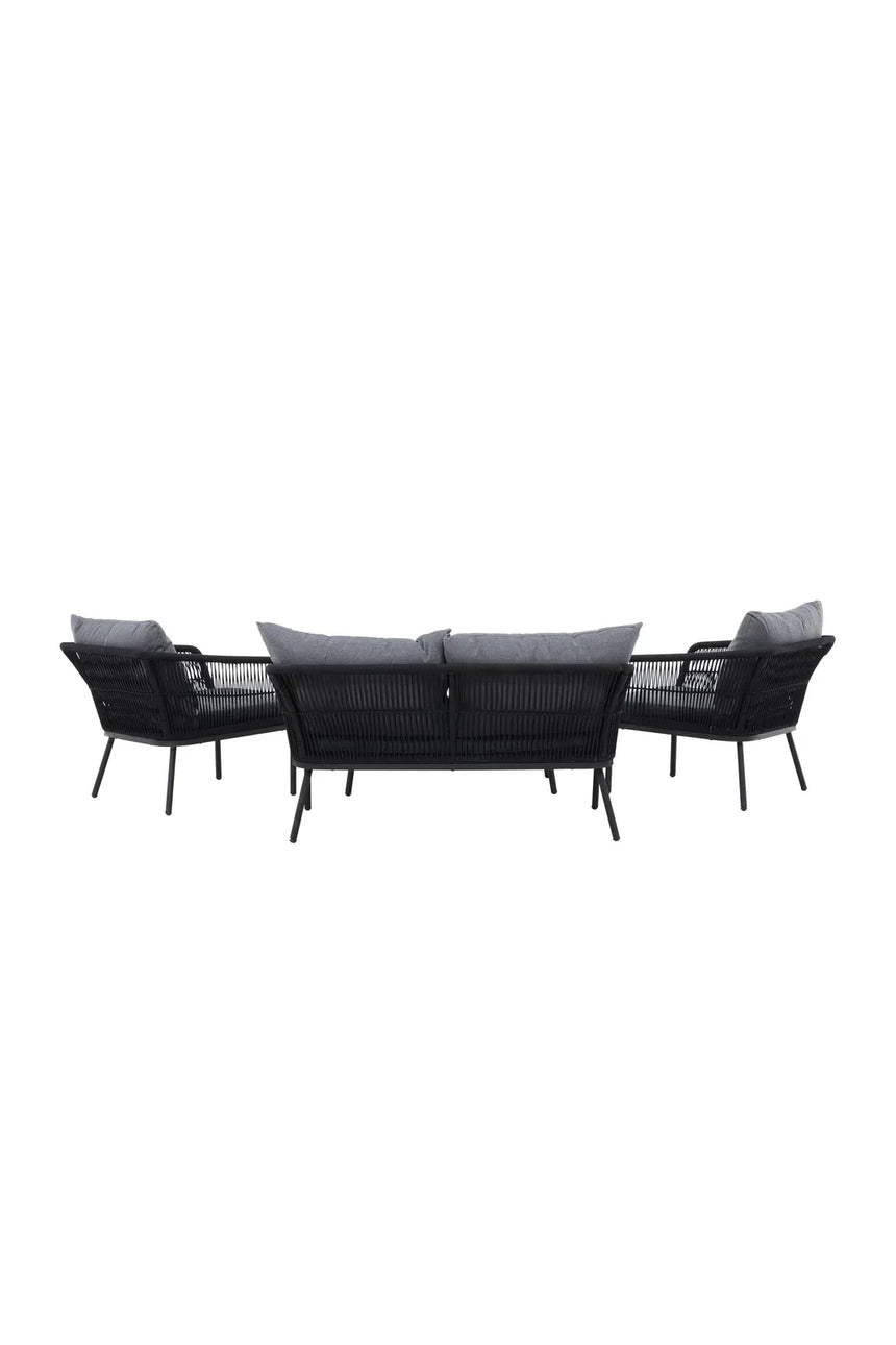 Outdoor Set Lindos aus Aluminium, Polyester Seil und Zement-Tischplatte in Schwarz/Schwarz/Grau von Venture Home – Bild 7