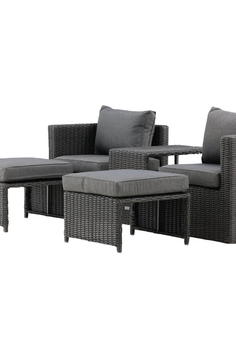 Outdoor Set Quad aus schwarzem Geflecht mit Polstern von Venture Home – Bild 13