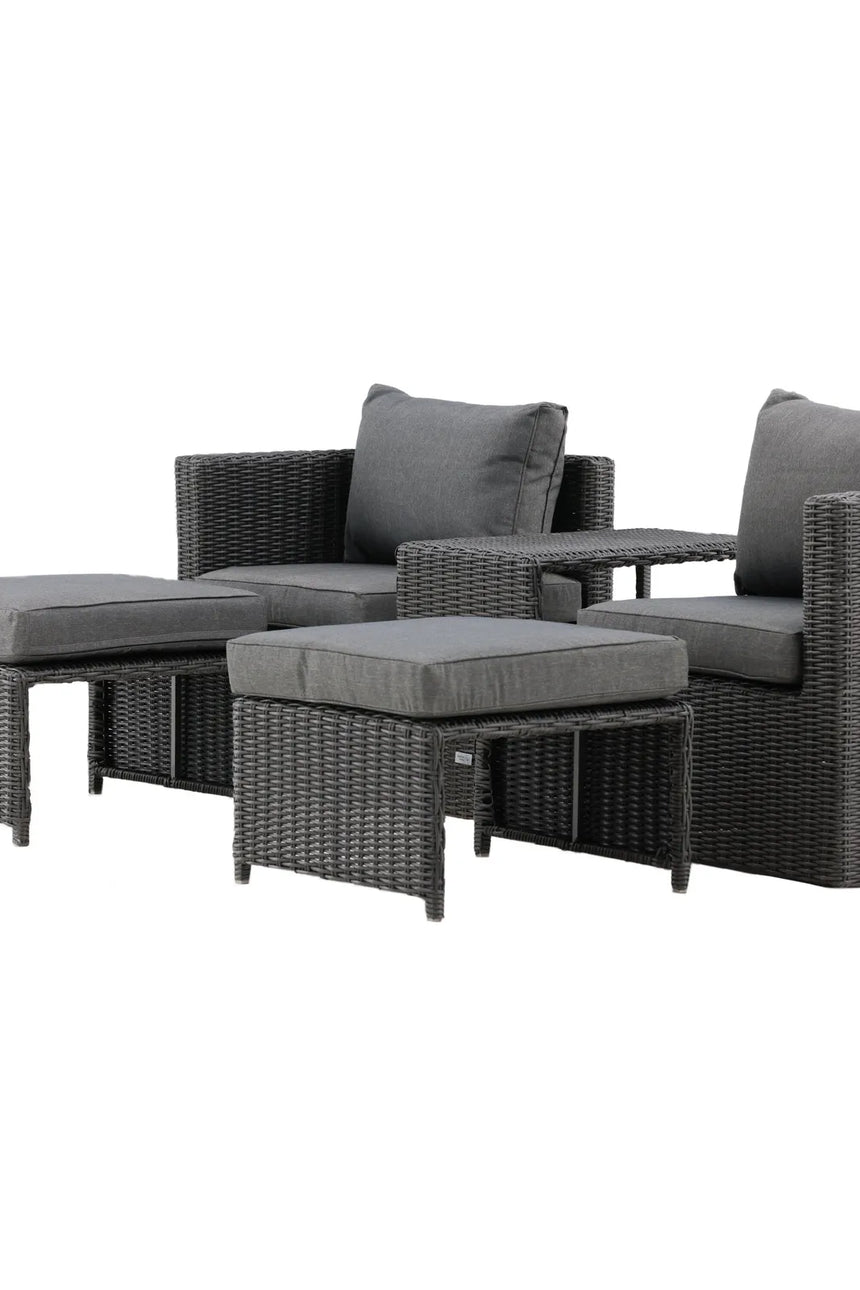 Outdoor Set Quad aus schwarzem Geflecht mit Polstern von Venture Home – Bild 13