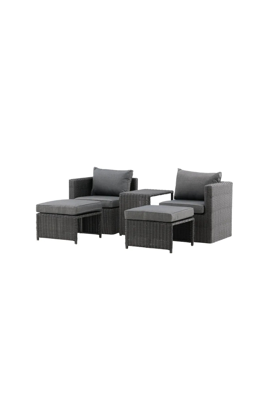 Outdoor Set Quad aus schwarzem Geflecht mit Polstern von Venture Home – Bild 2