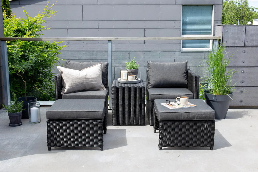 Outdoor Set Quad aus schwarzem Geflecht mit Polstern von Venture Home – Bild 27