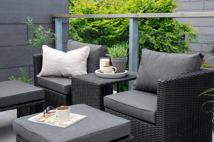 Outdoor Set Quad aus schwarzem Geflecht mit Polstern von Venture Home – Bild 29