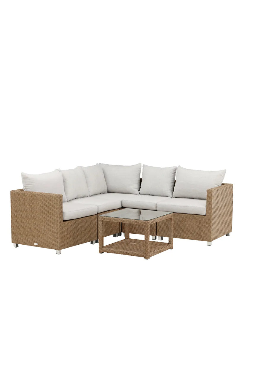 Outdoor Set Vamos aus Kunststoffgeflecht mit Kissen in Nature/Sand von Venture Home – Bild 2